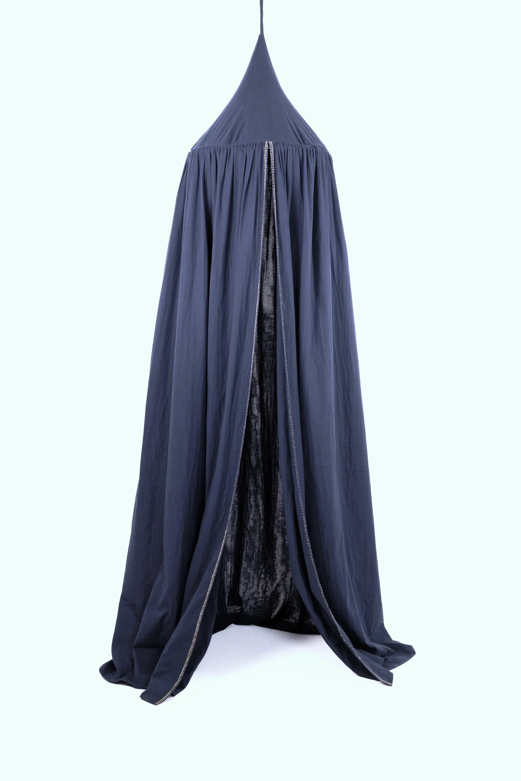 Bed canopy | double organic cotton muslin | L'Infini pompons - Image 4