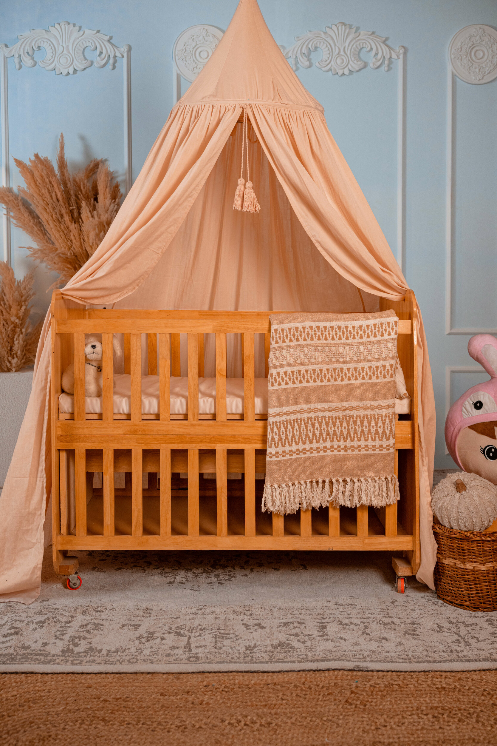 Canopy bed | double organic cotton muslin | L'Aurore Pompons
