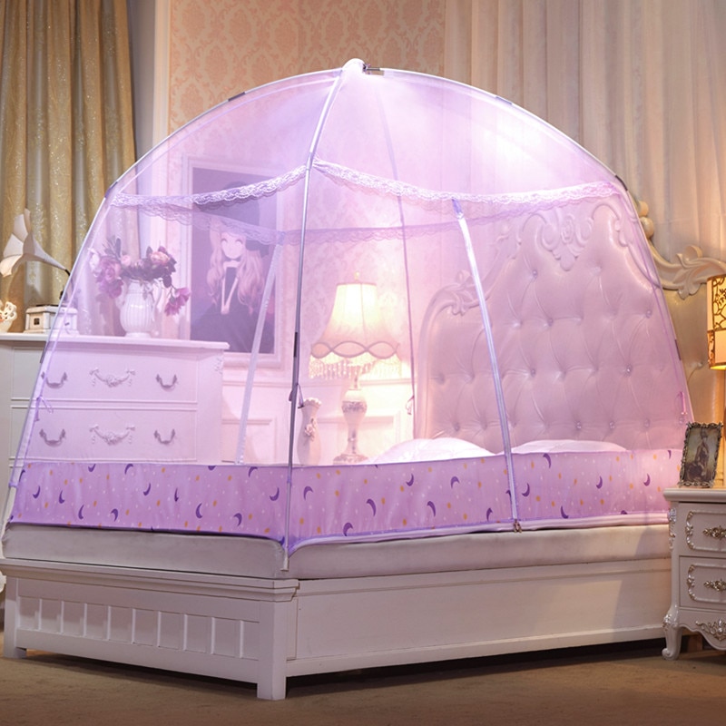 Mosquito Net for Girls'/Boys' Bed | Purple with Patterns